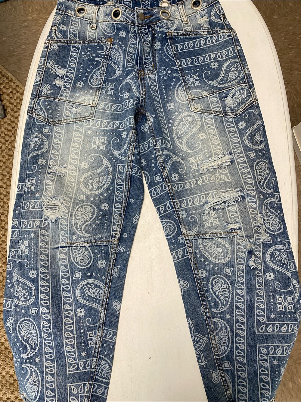 Blue Paisley Print Women’s Jeans